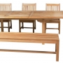 set 175 -- 43 x 71-194 inch rectangular extension table (tb-e020) with avalon side chairs (ch-0104) & classic backless bench (ch-067 r)